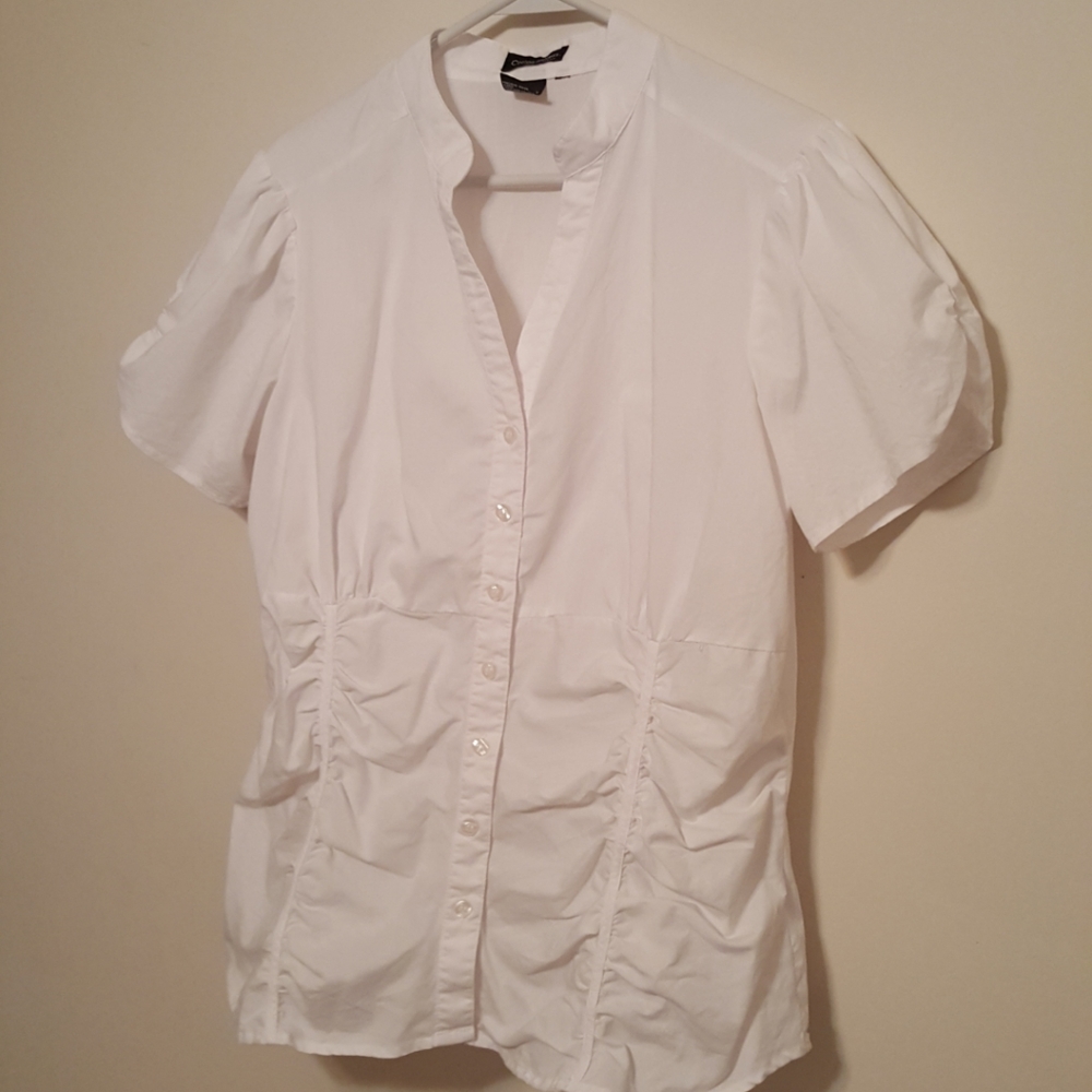White V-Neck Blouse